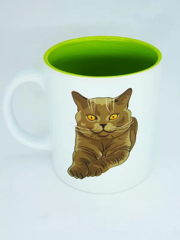 İçi Renkli Kupa Bardak (Mug) - Yeşil