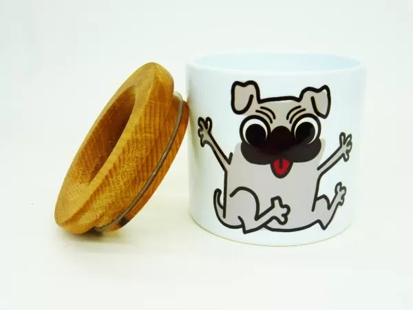 Ahşap Kapaklı Baskılı Seramik Kalemlik