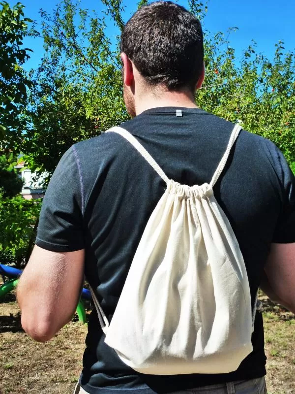 İp Büzgülü Ham Bez Sırt Çantası 35 x 40 cm