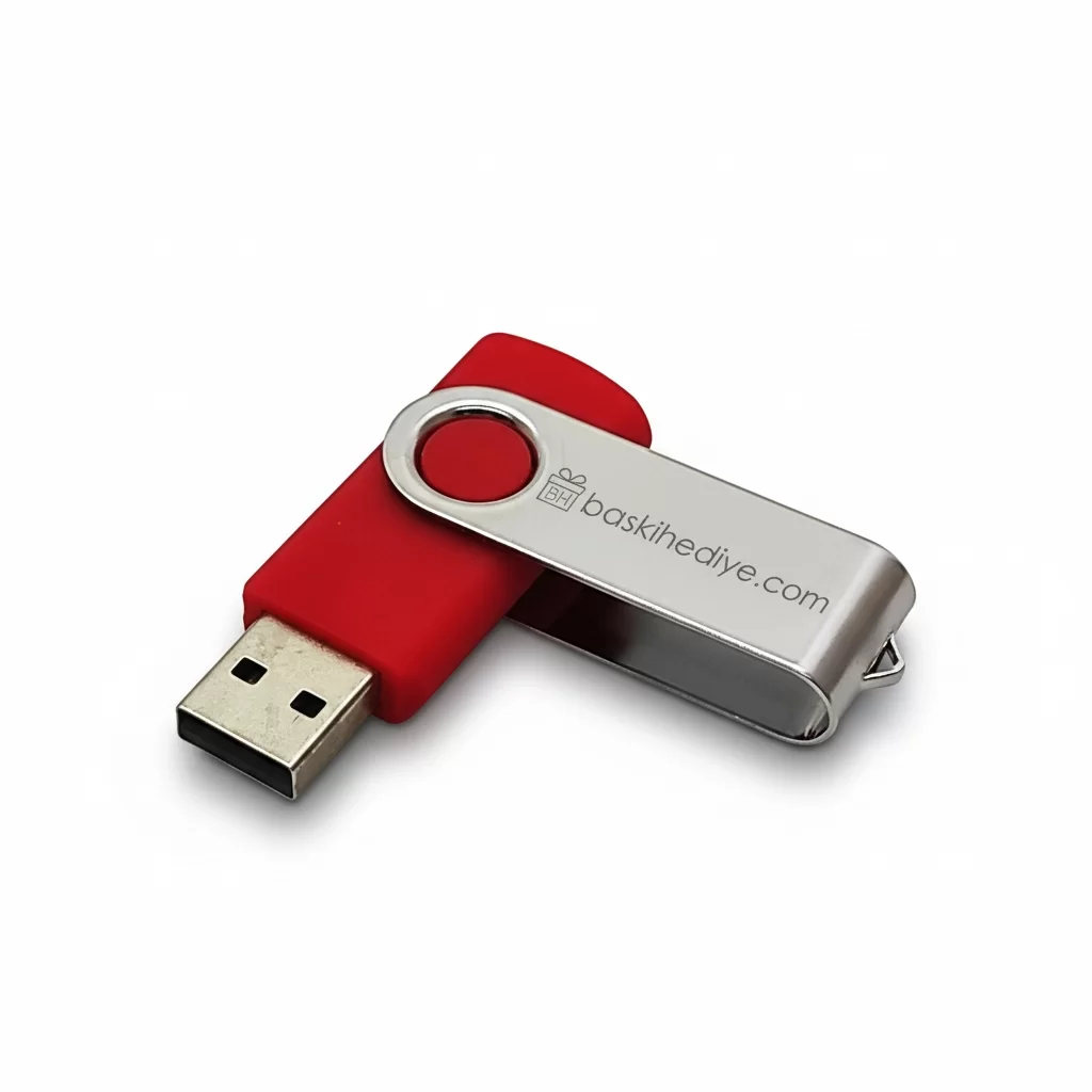 Plastik Çevirmeli USB Bellek - 16 GB Kutusuz Kırmızı
