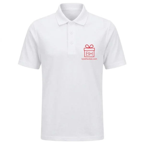 Baskılı Polo Yaka Tişört Beyaz