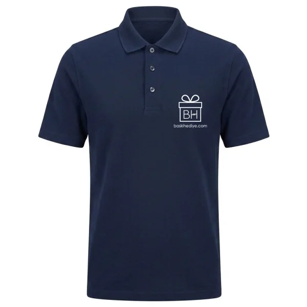 Baskılı Polo Yaka Tişört Lacivert