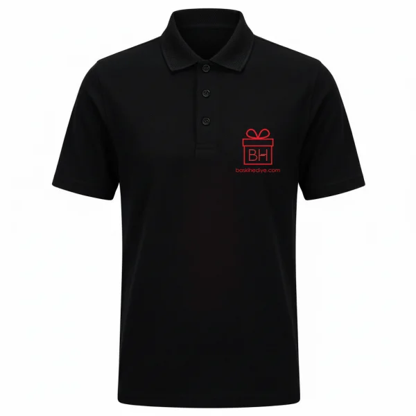 Baskılı Polo Yaka Tişört Siyah