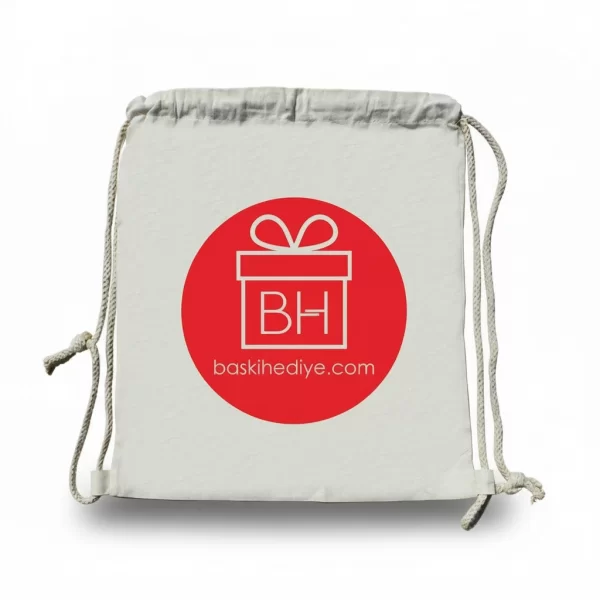 İp Büzgülü Ham Bez Sırt Çantası 35 x 40 cm