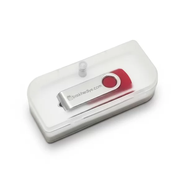 Plastik Çevirmeli USB Bellek - 16 GB Kutulu Kırmızı