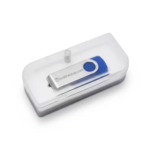 Plastik Çevirmeli USB Bellek - 16 GB Kutulu Mavi