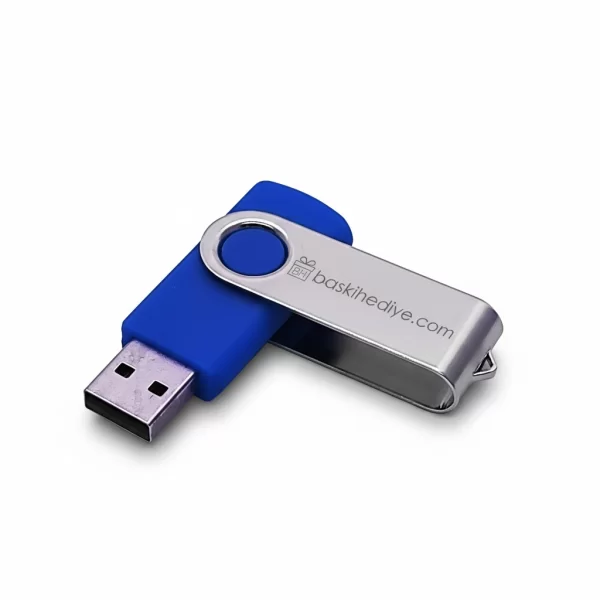Plastik Çevirmeli USB Bellek - 16 GB Kutusuz Mavi