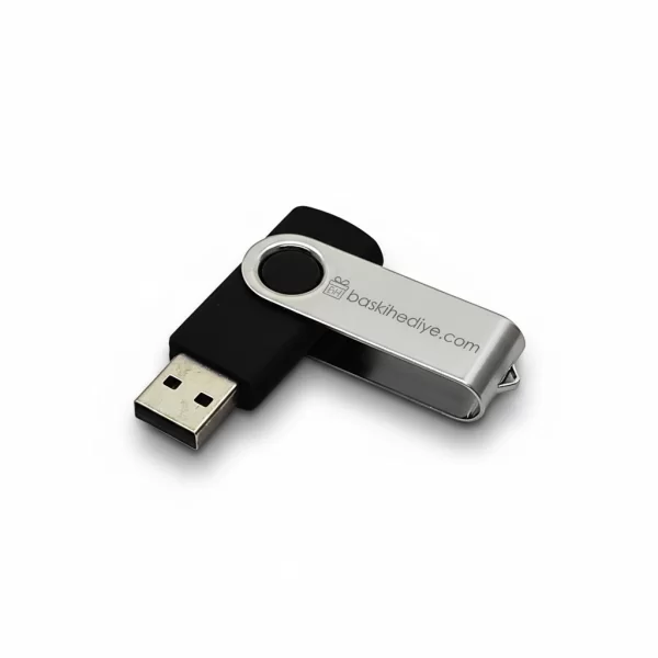 Plastik Çevirmeli USB Bellek - 16 GB Kutusuz Siyah